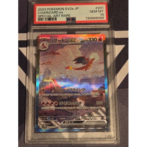3 - 2023 Pokemon SV2a Japanese Charizard ex card. 
Special Art Rare. 
#201 GEM MT 10