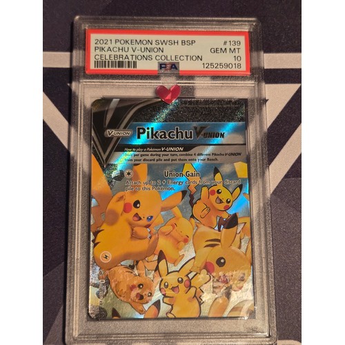 5 - Sequential 2021 Pokemon Celebrations SWSH Pikachu V-Union set - all PSA 10