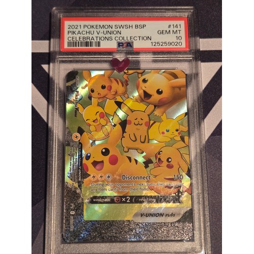 5 - Sequential 2021 Pokemon Celebrations SWSH Pikachu V-Union set - all PSA 10