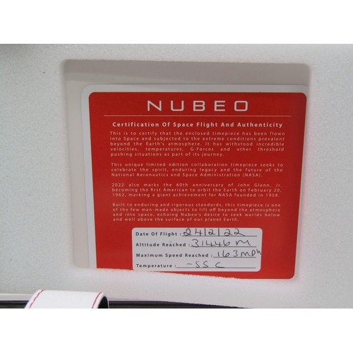 36 - Boxed Nubeo NASA watch with certificate of authenticity to verify Space flight