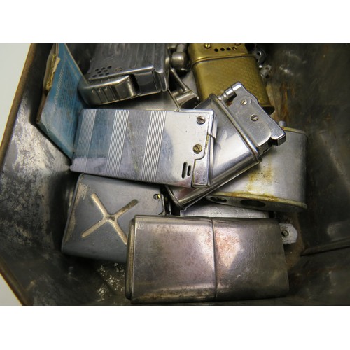 449A - Tin box with fifteen mixed lighters, Howitt, super, Parker Quercia