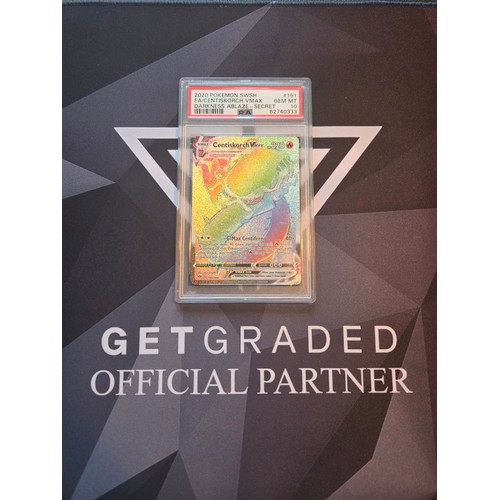 7 - 2020 Pokemon SWSH 
FA/Centiskorch VMAX Darkness Ablaze-Secret  
PSA GEM MT 10