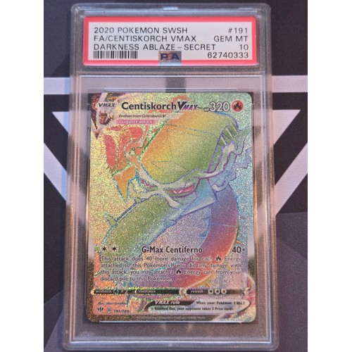 7 - 2020 Pokemon SWSH 
FA/Centiskorch VMAX Darkness Ablaze-Secret  
PSA GEM MT 10