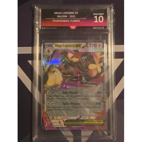 15 - Mega Lopunny EX 084/094-2025
Phantasmal Flames
Get Graded Gem Mint 10