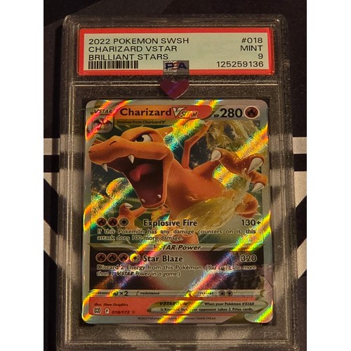 30 - 2022 Pokemon SWSH 
Charizard VSTAR Brilliant Stars 
PSA #18 MINT 9