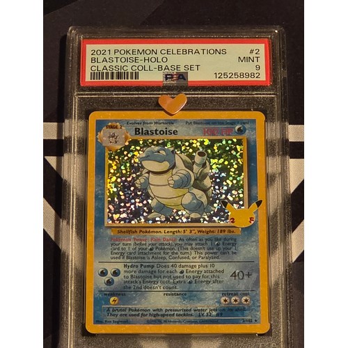 32 - 2021 Pokemon Celebrations Blastoise-Holo
Classic Coll-Base Set 
PSA #2 MINT 9