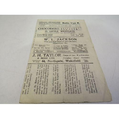 131 - Rrae 1948 rugby programme Wakefield Trinity v Belle Vue rangers