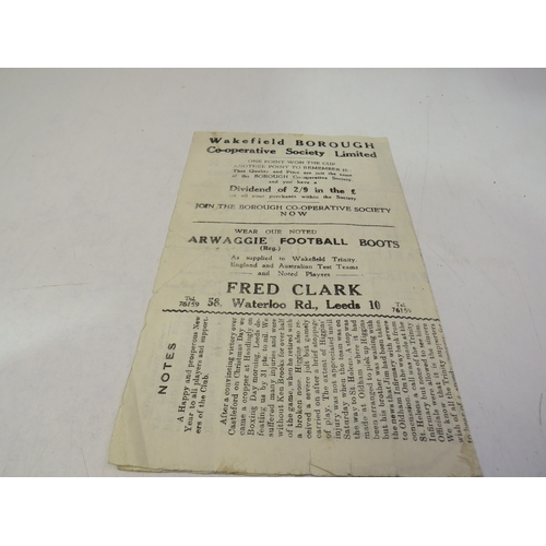131 - Rrae 1948 rugby programme Wakefield Trinity v Belle Vue rangers