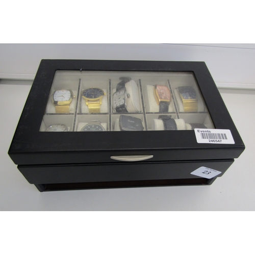 23 - Watch display box with twelve watches.