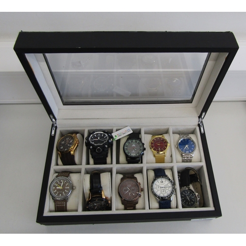 22 - Watch display box with twelve watches.