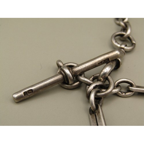 43 - A Silver chain and fob 925% Silver 49 gramms in weight