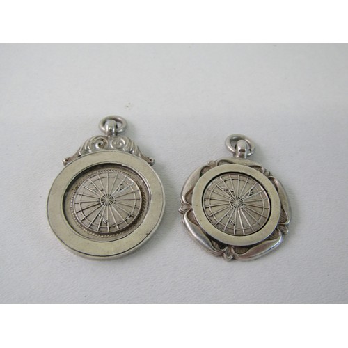 55 - Two silver dart board medals Chester hall marks 27-65 grams 925%