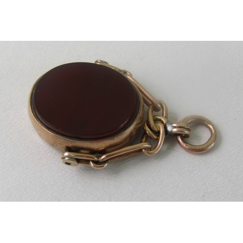 27 - 9ct gold Albert fob 7.6 grams