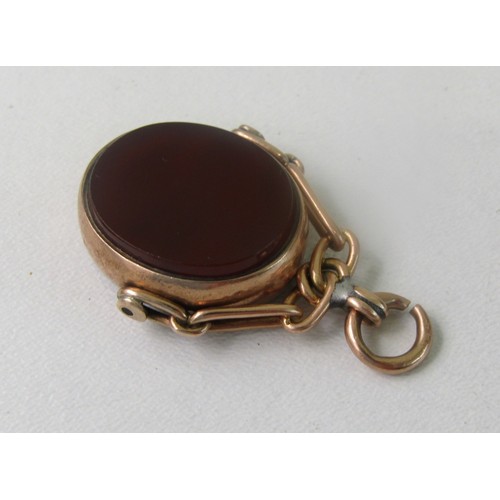 27 - 9ct gold Albert fob 7.6 grams