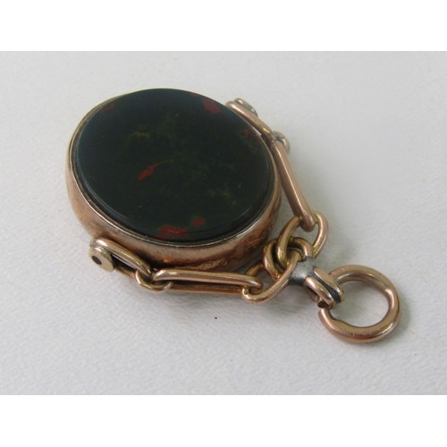 26 - 9ct Gold Albert fob 9.4 grams