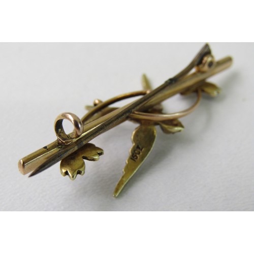 29 - 9ct Gold Swallow Brooch 3.1 grams