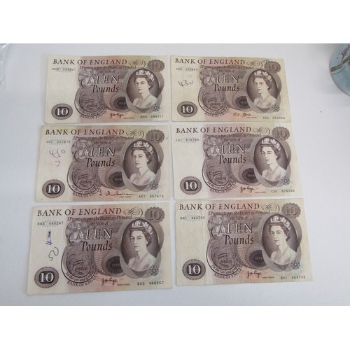 3 - 6 x Bank of England  £10 notes J B Page 1970s