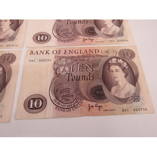 3 - 6 x Bank of England  £10 notes J B Page 1970s