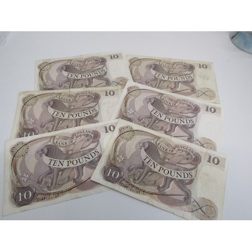 3 - 6 x Bank of England  £10 notes J B Page 1970s