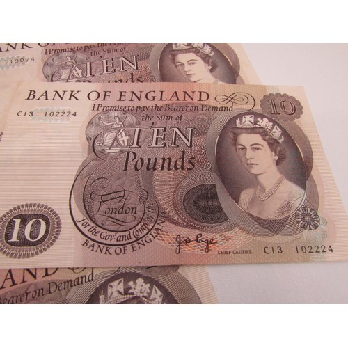 2 - 6 x Bank of England  £10 notes J B Page 1970s