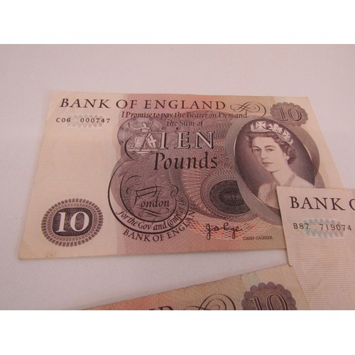 2 - 6 x Bank of England  £10 notes J B Page 1970s