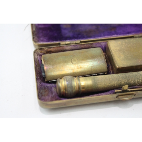 463 - Gillette Vintage Safety Razor In Brass Case