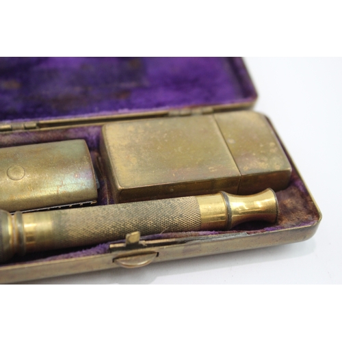 463 - Gillette Vintage Safety Razor In Brass Case