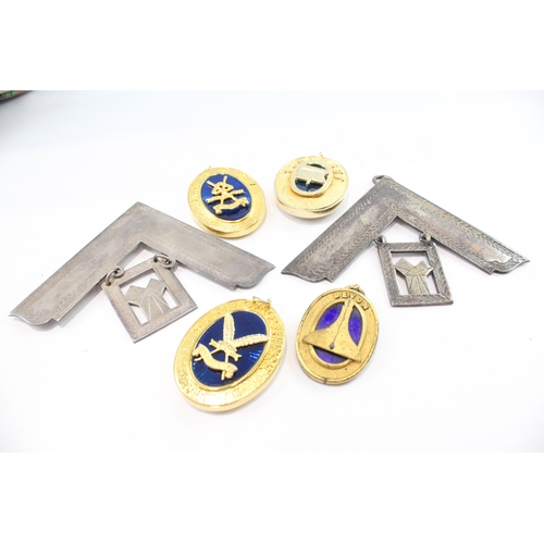 512 - Masonic Collar Jewels Lot Inc WW2 Dated, Surrey Assistant, Somerset Etc