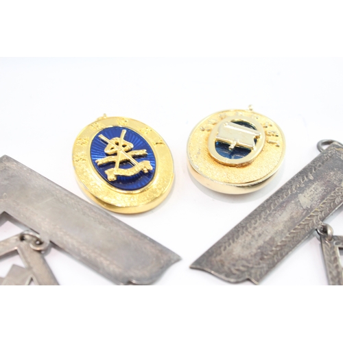 512 - Masonic Collar Jewels Lot Inc WW2 Dated, Surrey Assistant, Somerset Etc