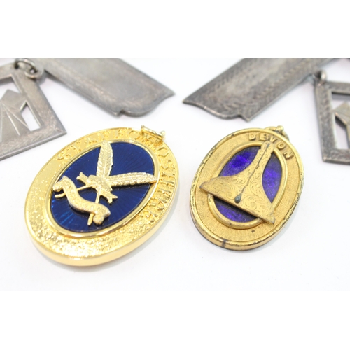512 - Masonic Collar Jewels Lot Inc WW2 Dated, Surrey Assistant, Somerset Etc