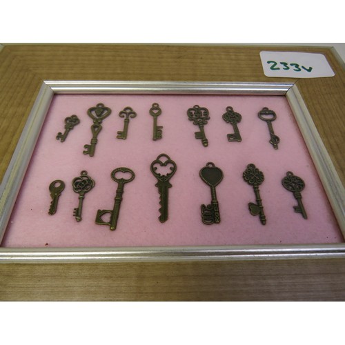 233V - Two framed sets of ornate keys