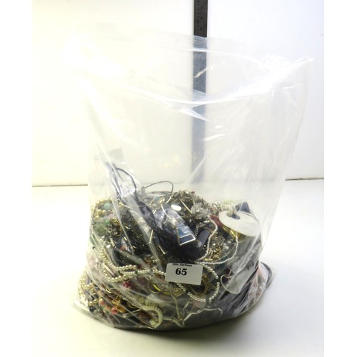 65 - 5kg bag of unsorted costume jewellery.