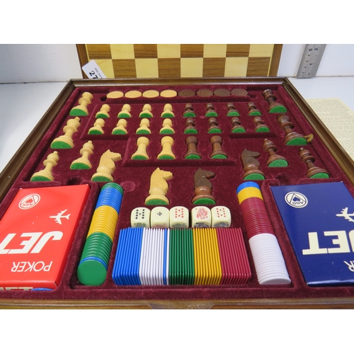 Chess sets and case of projector slides.