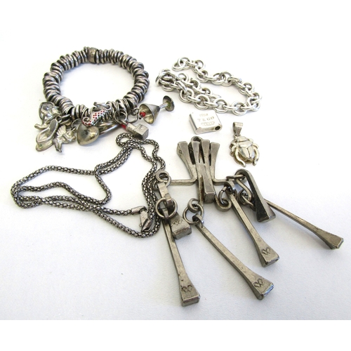 66 - A collection white metal jewellery including silver.