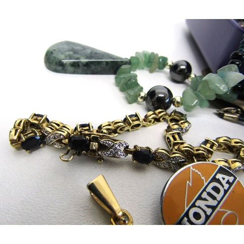 67 - Mixed lot of jewellery, vintage enamel buttons, Swarovski necklace etc.