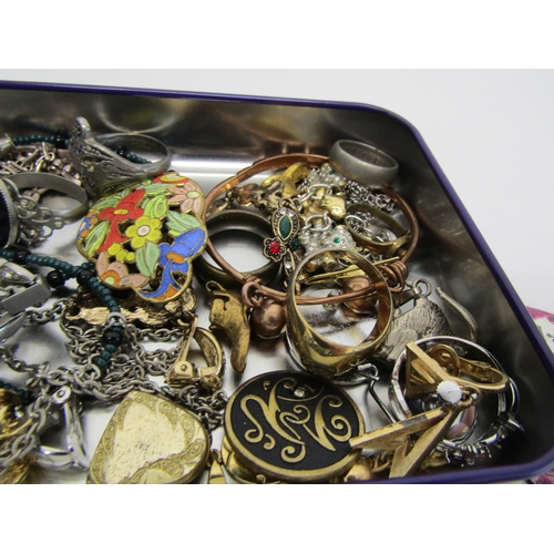 67 - Mixed lot of jewellery, vintage enamel buttons, Swarovski necklace etc.