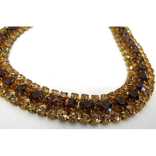 78 - A vintage rhinestone topaz colour stones collar necklace.
