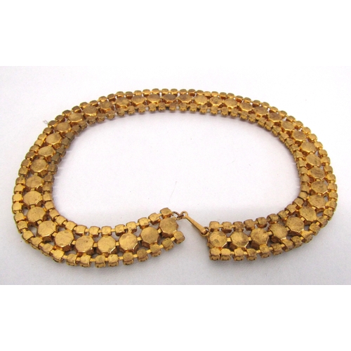 78 - A vintage rhinestone topaz colour stones collar necklace.