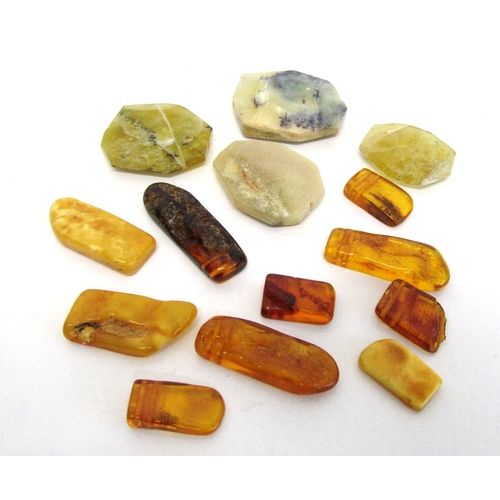 71 - A collection of natural amber large size beads and large dendritic agate beads.