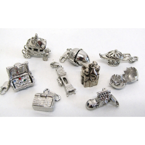 77 - Genuine Pandora bracelet and a collection of nine silver charms including opening.