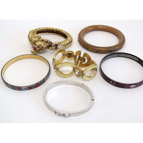 75 - Mixed bangles including singed enamel Michaela Frey.