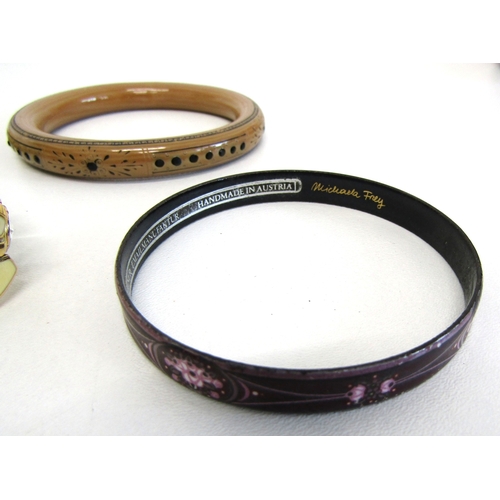 75 - Mixed bangles including singed enamel Michaela Frey.