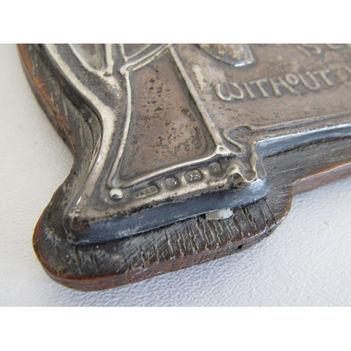 89 - Antique Art Nouveau Sterling Silver and Oak picture frame embossed with Byron verse 