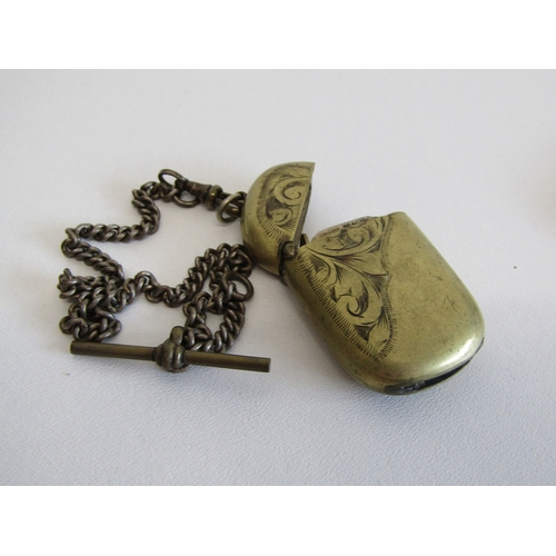85 - Three antique vesta cases and Albert chain.