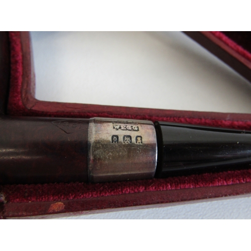 82 - Collection of vintage tobacciana including silver-mounted walnut pipe with fitted case, amber and si... 