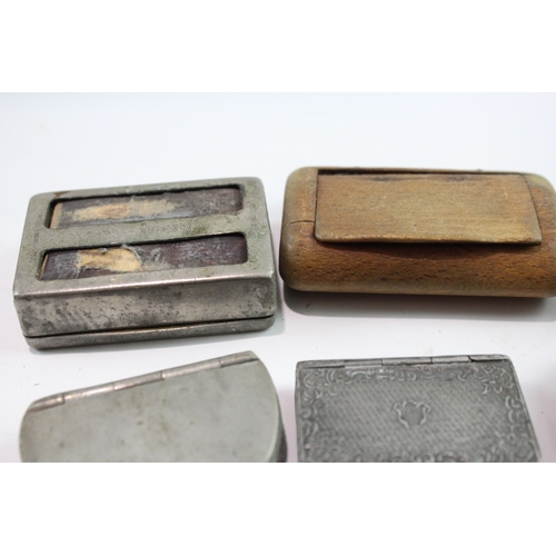 474 - Snuff Boxed Mixed Tobacciana Collectables Inc Wooden, Pewter, Shell Design, Etc