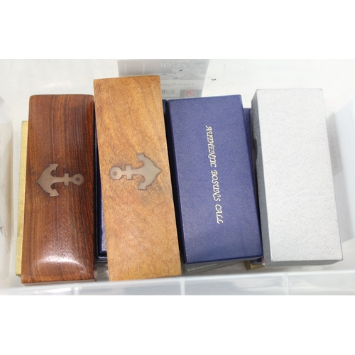 491 - Boxed Mixed Whistles Inc Police, Bosun, Wooden Etc