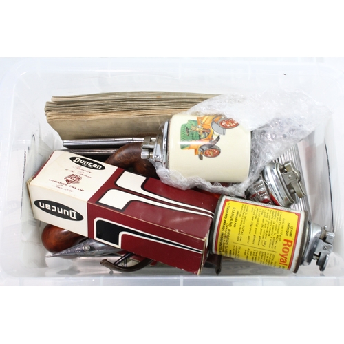 493 - Tobacciana Collectables Inc Vesta Case, Table Lighters, Tins, Novelty Etc