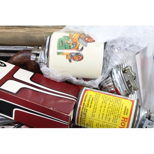 493 - Tobacciana Collectables Inc Vesta Case, Table Lighters, Tins, Novelty Etc