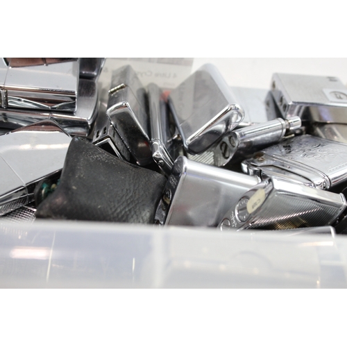 495 - Pocket Lighters Tobacciana Collectables Silver Tone Collection Inc Ronson Etc